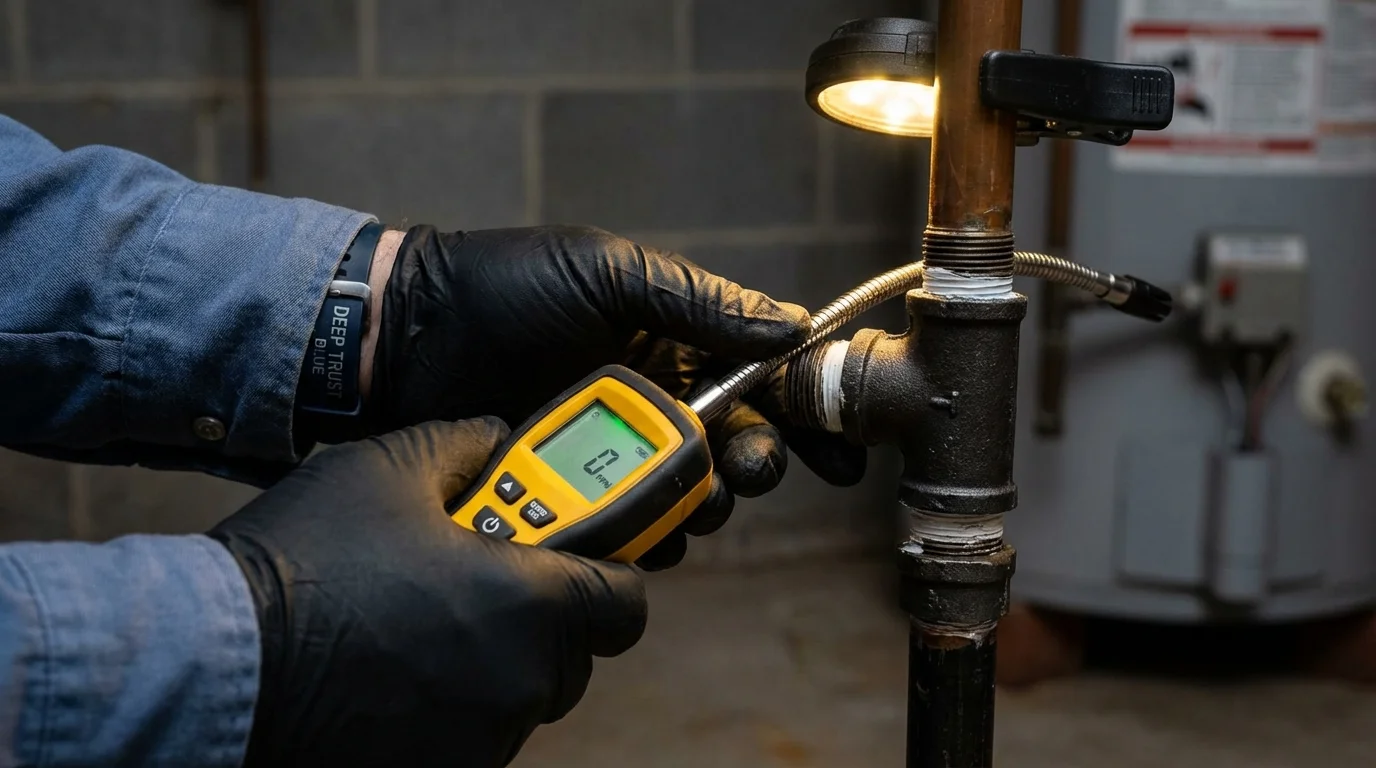 Gas leak detection with electronic sniffer by Johns Plumbing LLC in Rushford