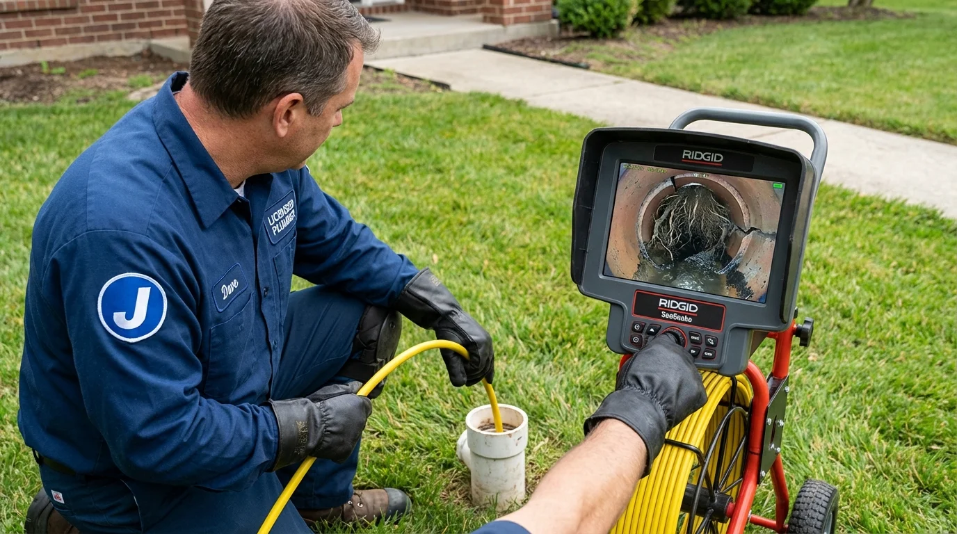 Sewer camera inspection being performed by Johns Plumbing LLC in Rushford